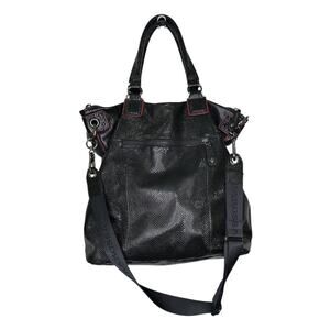 Barbarossa Black Shiny Snakeskin Hand Shoulder Bag Slouchy Large